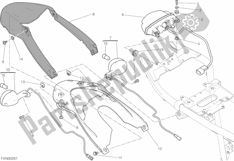 All parts for the Taillight of the Ducati Scrambler Urban Enduro 803 2015